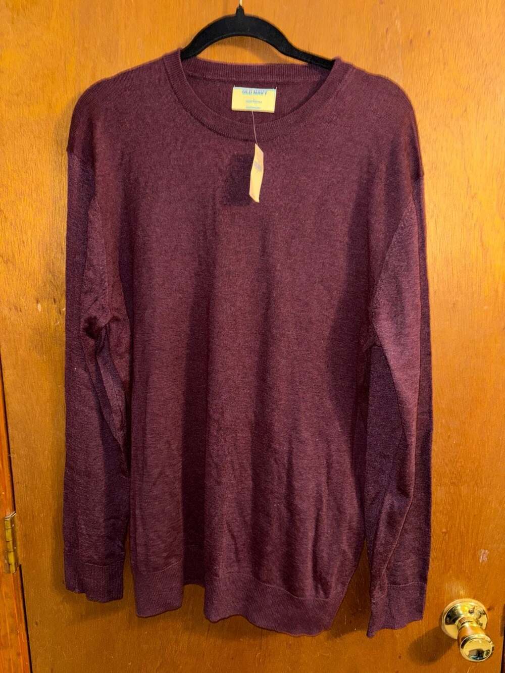 Old Navy Crew Neck Sweater Size L Burgundy Cotton Blend Long Sleeve